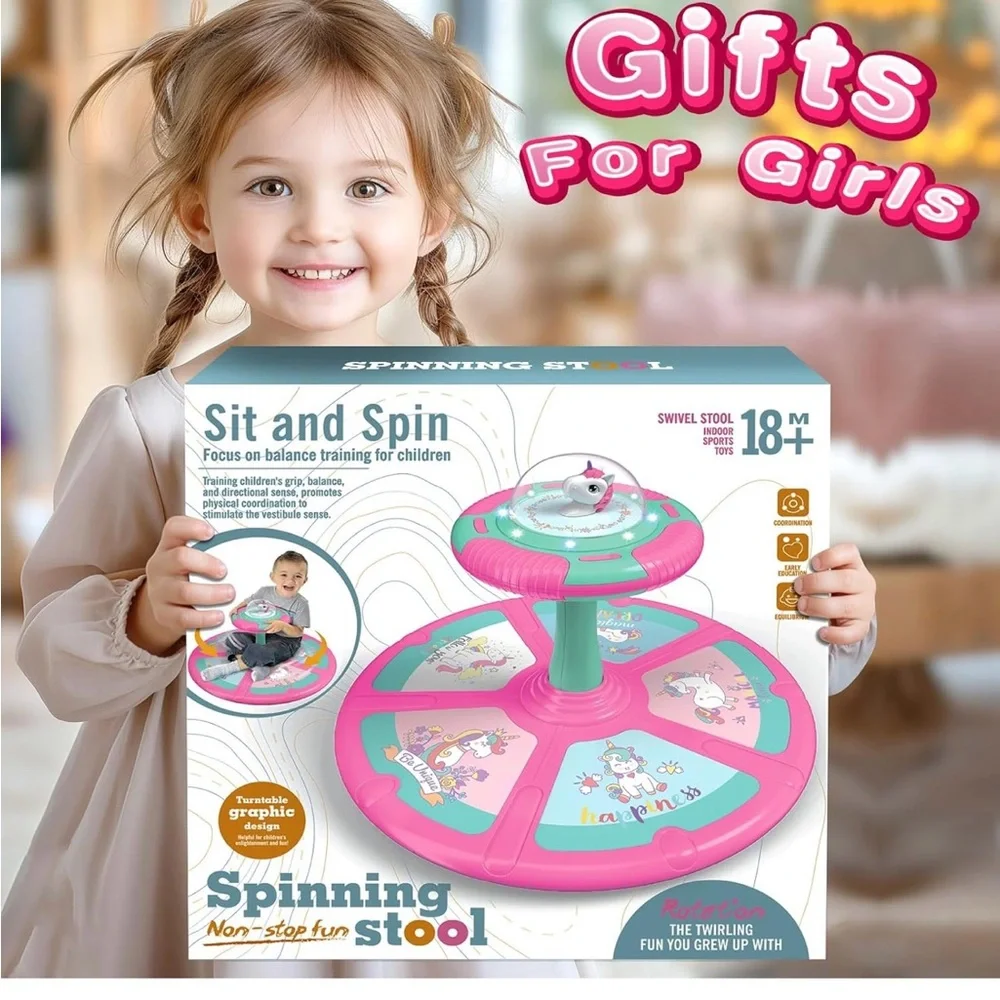 Unicorn Spin Toy - Pink and Green